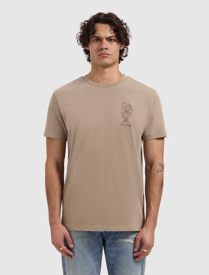 Pure Path T-shirt Embroidered Vase Taupe (26010106 - 53)