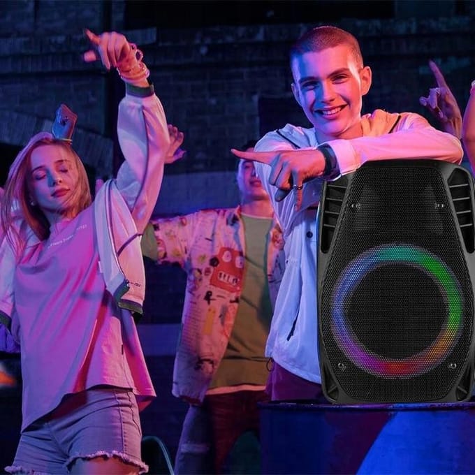 Mobiele geluidsinstallatie - Fenton FT8LED-MK2 met Bluetooth en microfoon - 300W