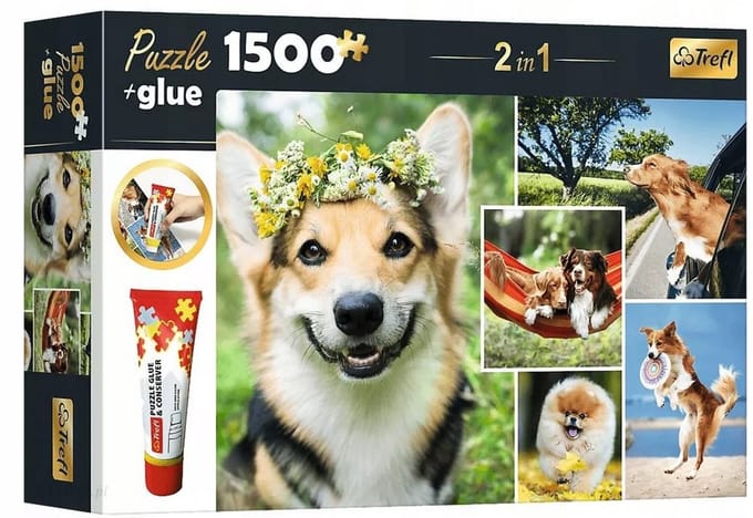 Trefl MEGABOX Puzzel 1500 Stukjes 'Schaddade Hondjes' met Lijm