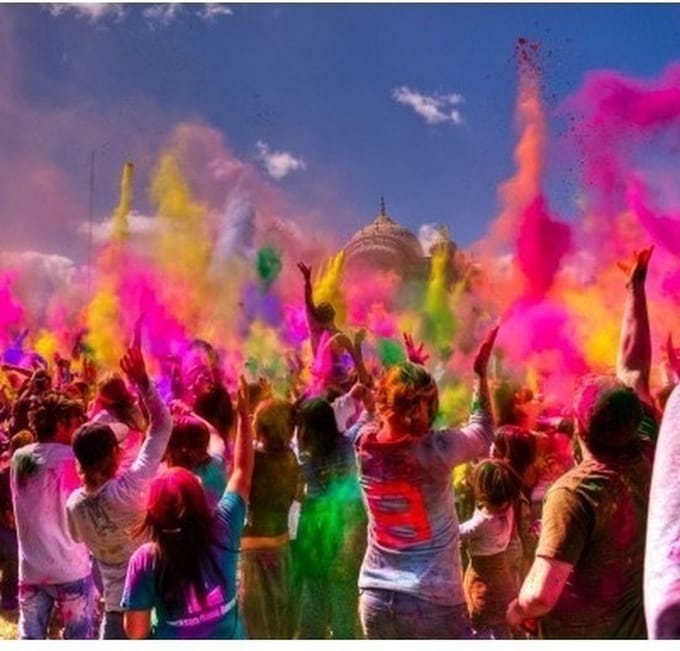 Holi poeder pakket 6 stuks rood blauw en geel