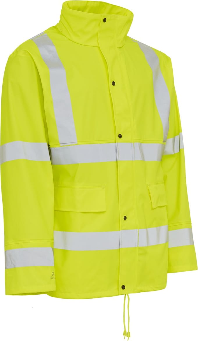 Elka Dry Zone Visible PU Rain Jacket Hi-Vis with Reflective Stripes 026300R - Fl.yellow - M