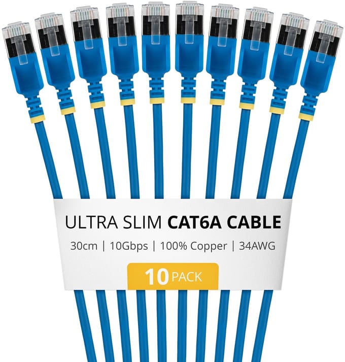 StarTech.com 6ASTP34BLS30CM10PK netwerkkabel Blauw 0,3 m Cat6a U/FTP (STP) Rond