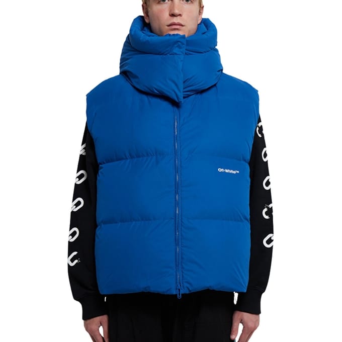 Gebroken wit Bouce gilet met capuchon, pauwblauw donsjack