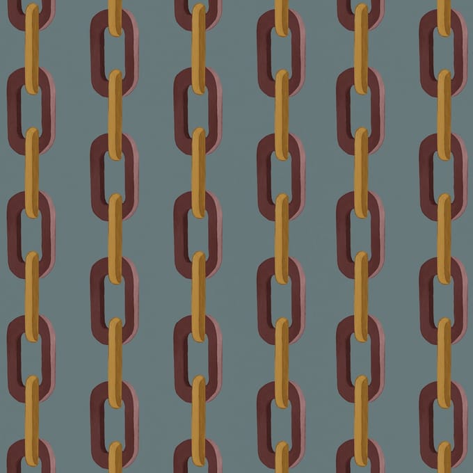 Behang Chain de chaine blauw wijnrood