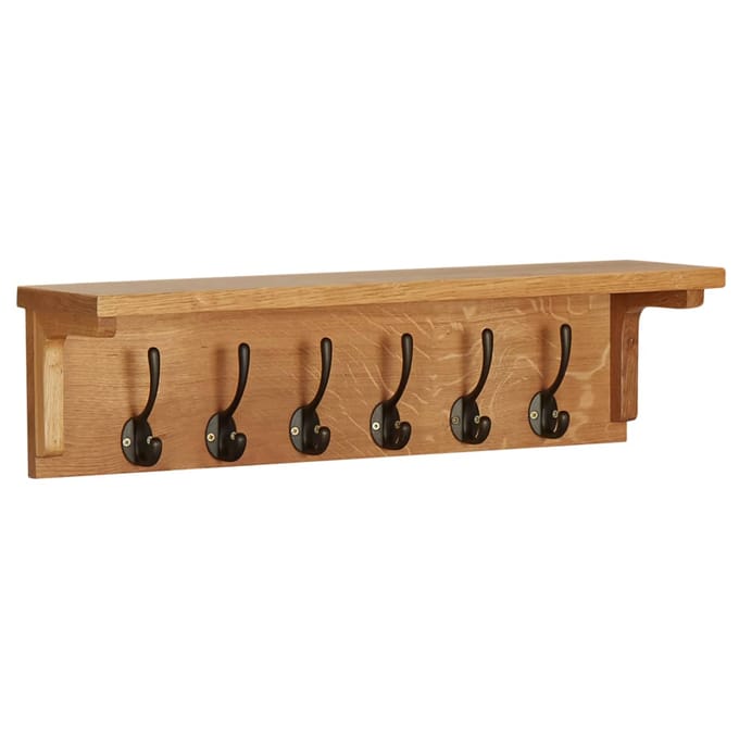 vidaXL - Kapstok - 60x16x16 - cm - massief - eikenhout