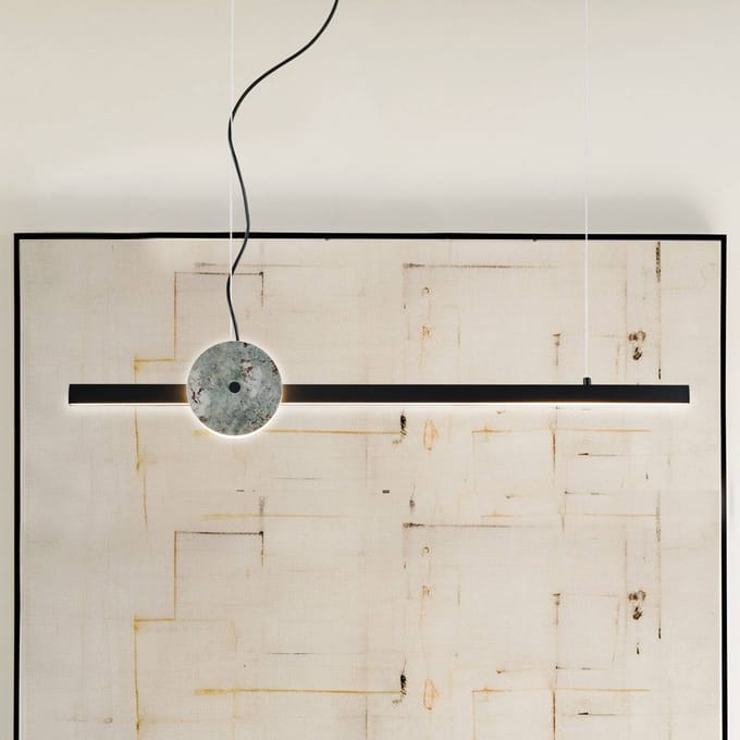 Viokef LED hanglamp Anais, zwart/groen, lengte 100 cm, kunststeen