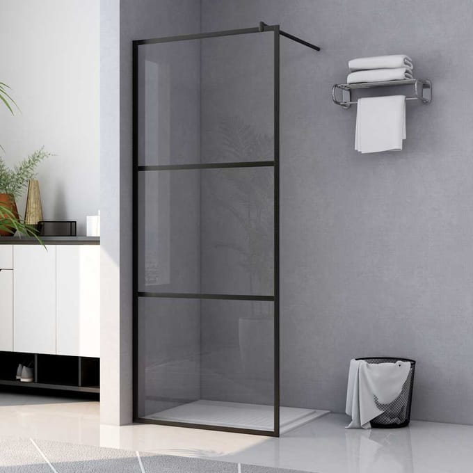 vidaXL - Douche - schermen - Zwart - 115 - x - 195 - cm - Glas - en - Aluminium