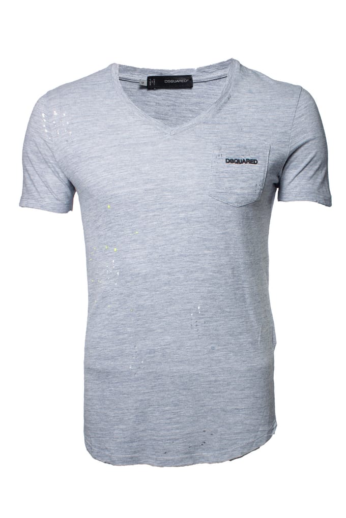 Dsquared2, grijze t-shirt met gescheurd ontwerp