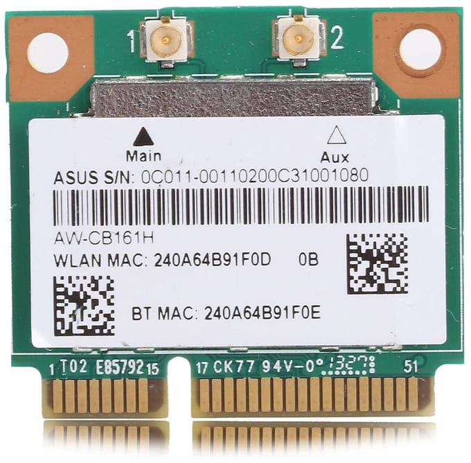 ONF3 - Wifi-module - Draadloze netwerkkaart - Mini PCI-E formaat - Bluetooth 4.0 ondersteuning - 433Mbps snelheid - Geschikt voor de meeste lapt...