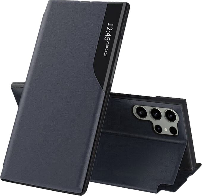 Hoesje geschikt voor Samsung Galaxy S23 Ultra - Techsuit eFold Book Case - Donkerblauw