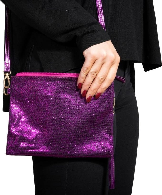 Glitter schoudertas - paars - Feest/ festival/ carnaval