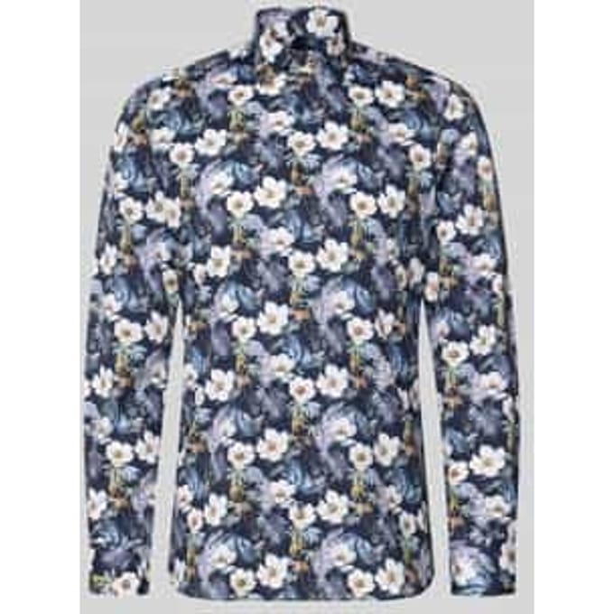 Slim fit zakelijk overhemd van katoenmix met Kentkraag