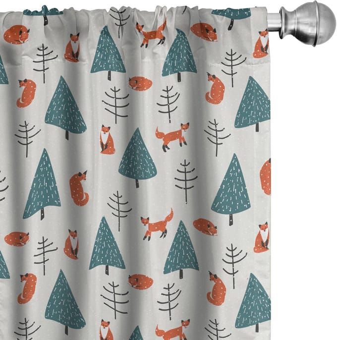 ABAKUHAUS Fuchs – Gordijnset 2x75x245 cm – microvezel – halfdonker – teal/zwart