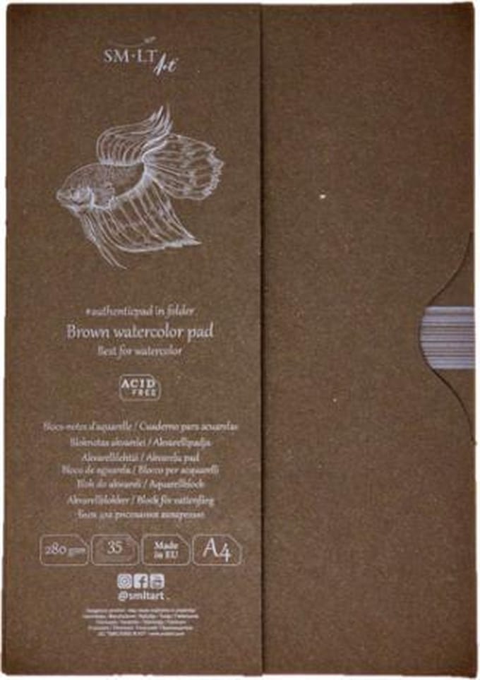 SMLT aquarel papiermap A4 280gr 35 vel bruin FSC-karton.