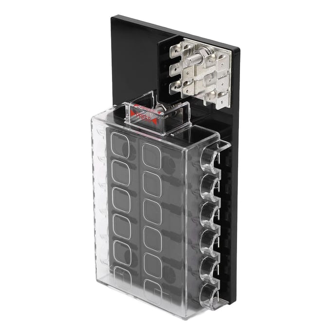 Automotive Bladszekeringkast 12-weg Waterdichte ABS Behuizing Auto Bladszekeringblok Houder 12-36VDC gray