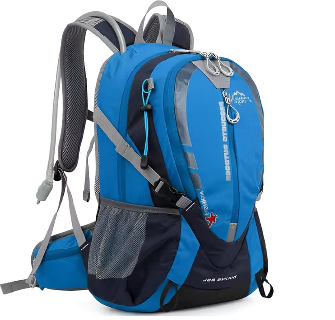 E-Shop4u® - 25L Hydratatie Rugzak - Polyester Hiking Backpack met Rugventilatie, Ergonomisch Draagcomfort, Front-/Toploader & 45x30x19 cm - Blauw