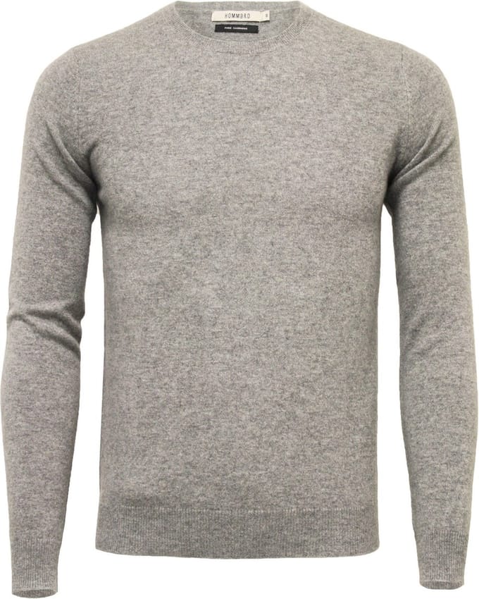 Hommard Pure Cashmere Crew Neck Sweater, Silver Grey, 100% Cashmere, Medium, Grijs, Trui, Unisex, Kasjmier, Pullover, Ronde nek