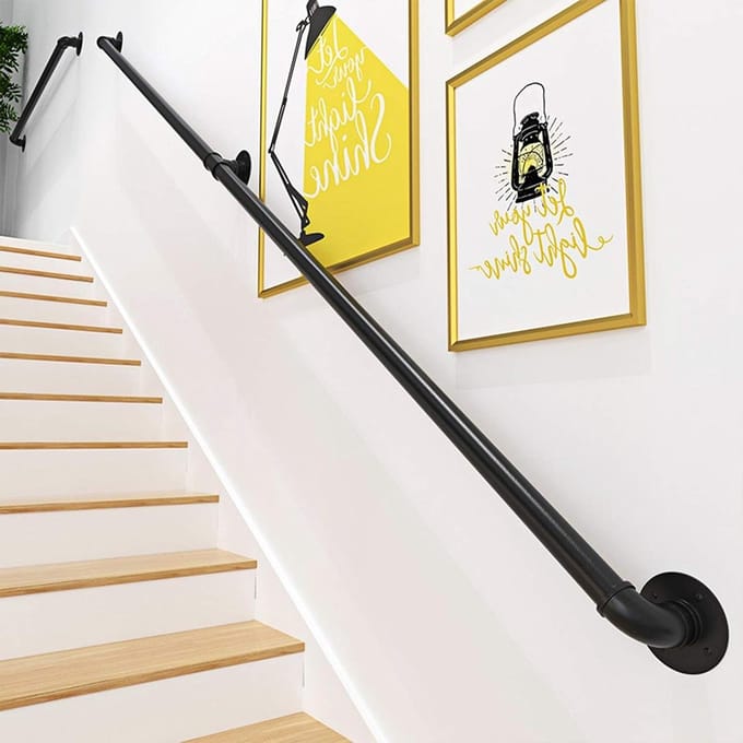 Trapleuning kit - Metaal buis - Veilig traplopen - Hittebestendig - 180 cm - Zwart