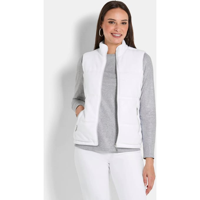 Fleece vest met ritszakken - wit - Gr. 44 van Goldner Fashion