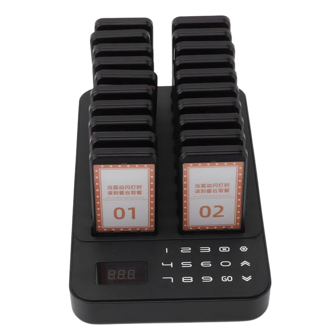 Restaurant Pagersysteem 20 Pager Buzzers 1 Toetsenbord Wachtrijnummer Oproep Draadloos Oproep Wachtrijsysteem white