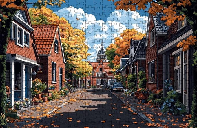 Legpuzzel - Puzzelspel Houten puzzel - Ontspanning thuis - 1500 stukjes - 90x60cm - Kleine stad 5