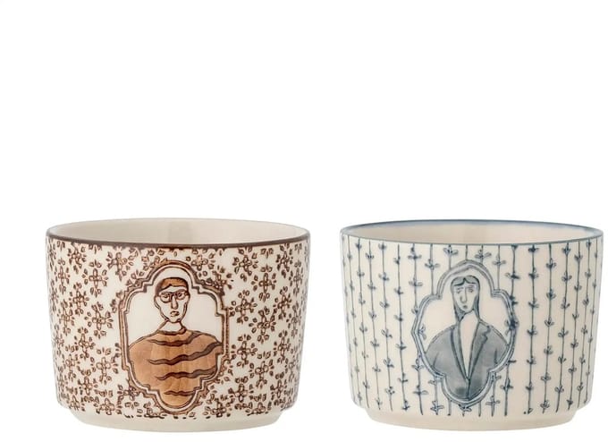 Bloomingville Schaal aardewerk blauw Tonia 9cm - set van 2