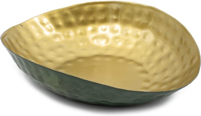 HomeBound by KY | Tray metaal druppel groen met goud | dienblad | 12,5x20x6cm