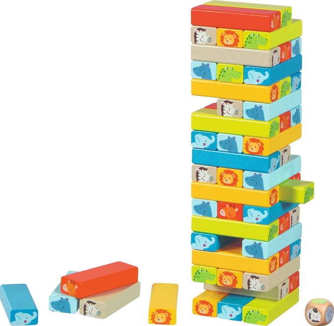 GOKI Balancerende toren - Dieren - Hout - Met Gekleurde Dobbelsteen - 4 Jaar