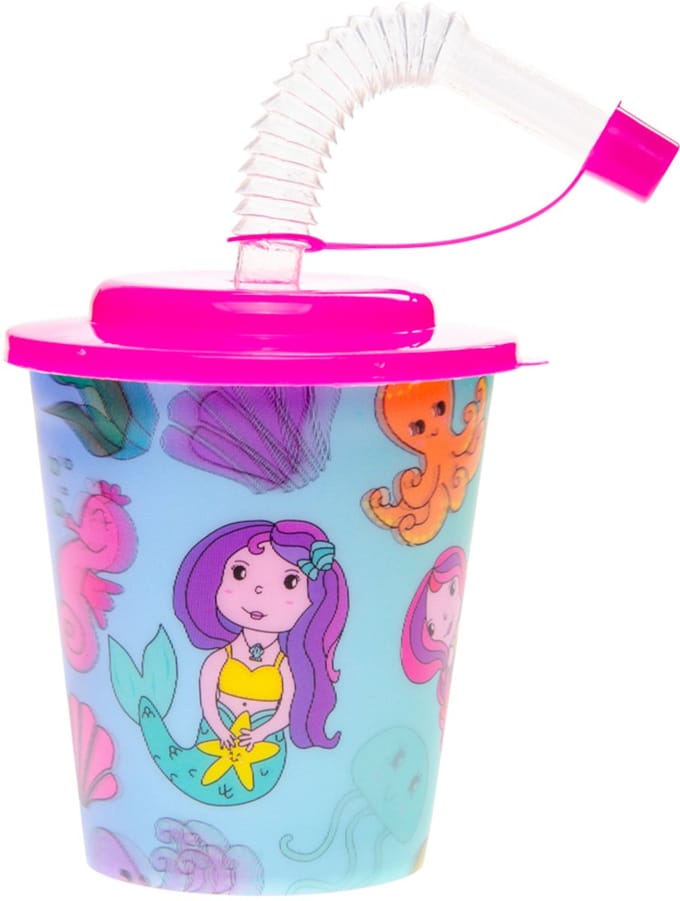 Duckiez 3D Beker Met Rietje En Deksel Zeemeermin - 12 stuks
