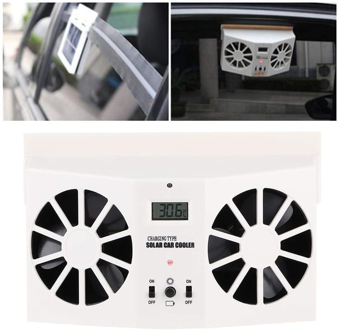 Store_7 - Solar Car Cooler - Ventilator - Draagbaar - Wit - Luchtreiniger - Zonne-energie - Geschikt voor auto - Wit