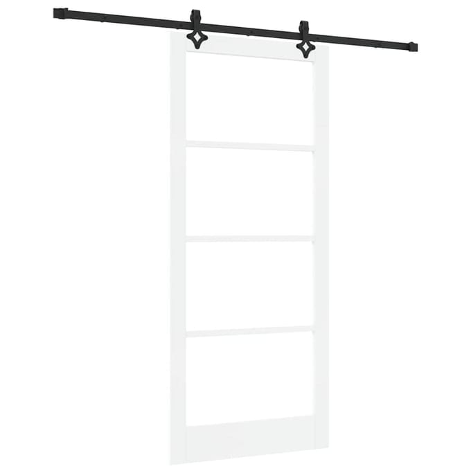 vidaXL - Schuifdeur - Wit - 93 - x - 211 - cm - Massief - grenenhout - en - glas