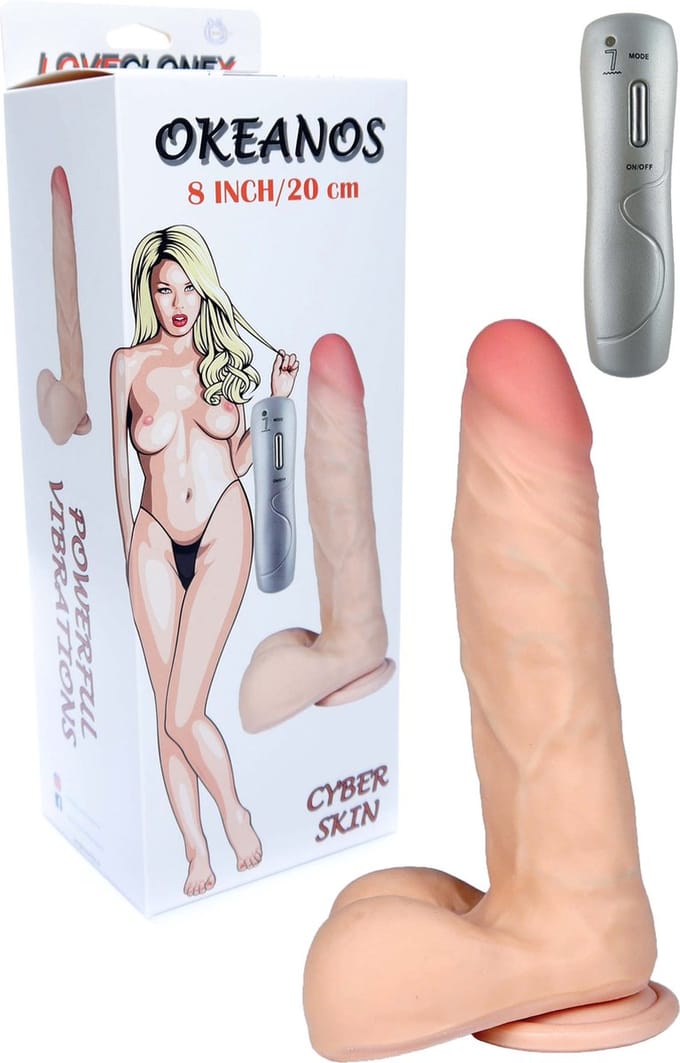 OKEANOS-Realistische Vibrator LOVECLONEX 8" Remote Control