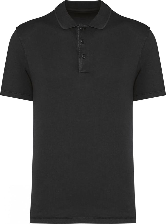 Herenpolo korte mouwen met knopen merk Native Spirit Washed Coal Grey - S