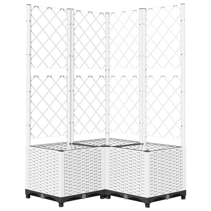 vidaXL - Plantenbak - met - latwerk - 80x80x136 - cm - polypropeen - wit