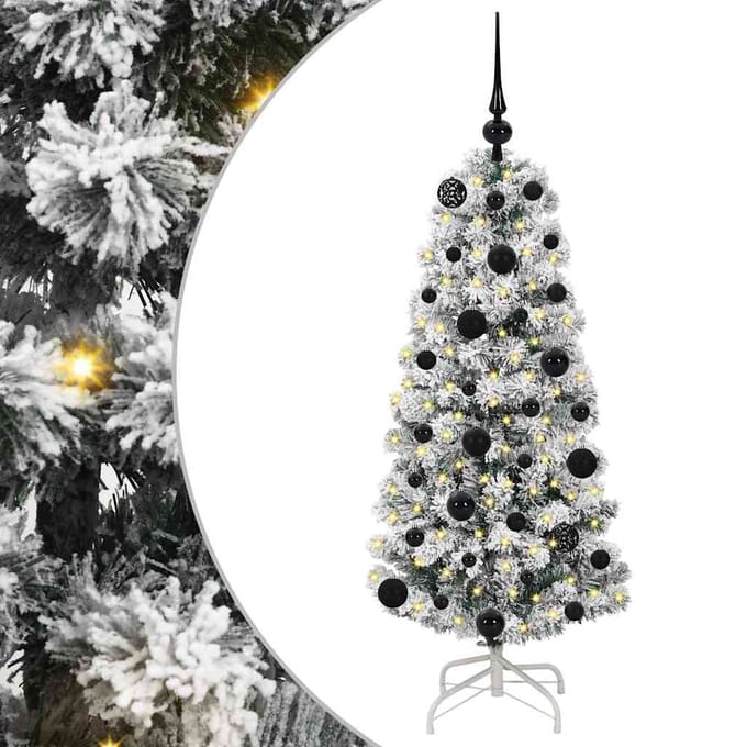 vidaXL - Kunstmatige - Hinged - Kerstboom - 150 - LED's - Groen - en - Wit - 120 - cm