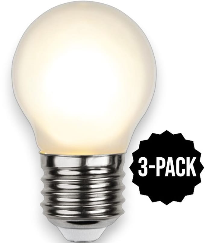 3-Pack | Standaard bol - E27 - 2W - Extra Warm Wit - 2700K - Opaal