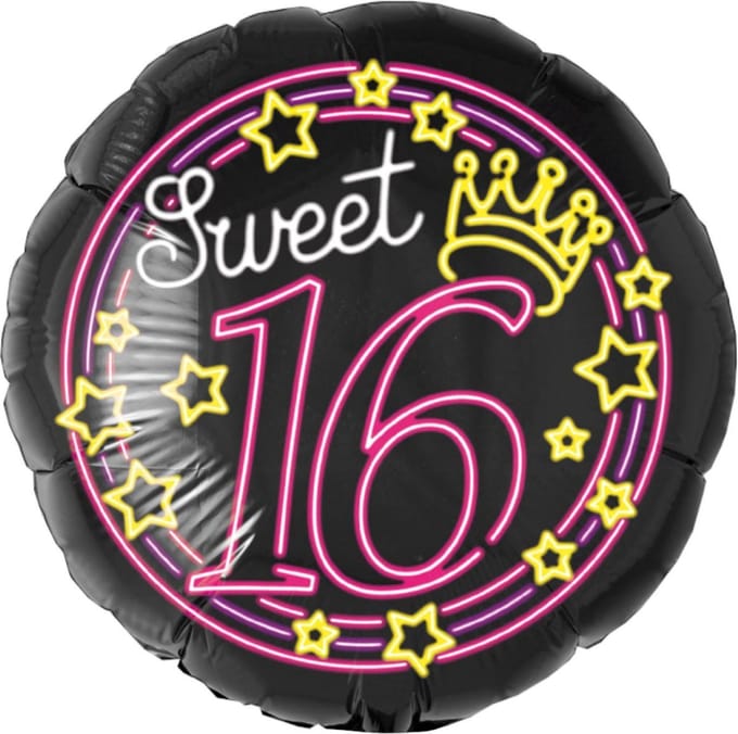 Folieballon - Sweet 16 - Neon - Zonder vulling