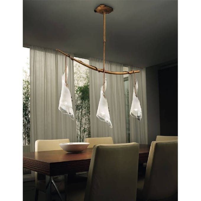 Sil-Lux KINGSTON hanglamp glas/wit metaal/koper