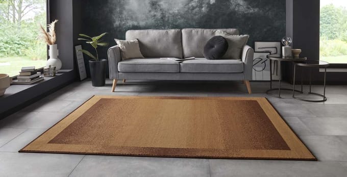 Vloerkleed retro lijstmotief Gradient - lichtbruin 80x150
