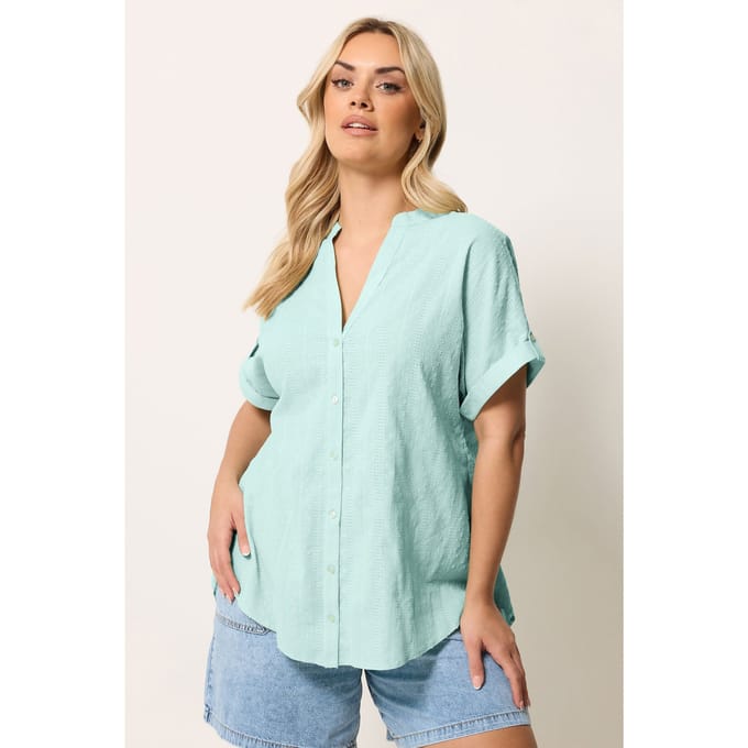Yours Saliegroen Dobbygetextureerde Blouse Size 42