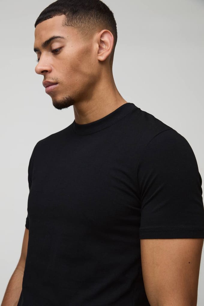 Essential Muscle Fit Crew Neck T-Shirt | Black | Size XS