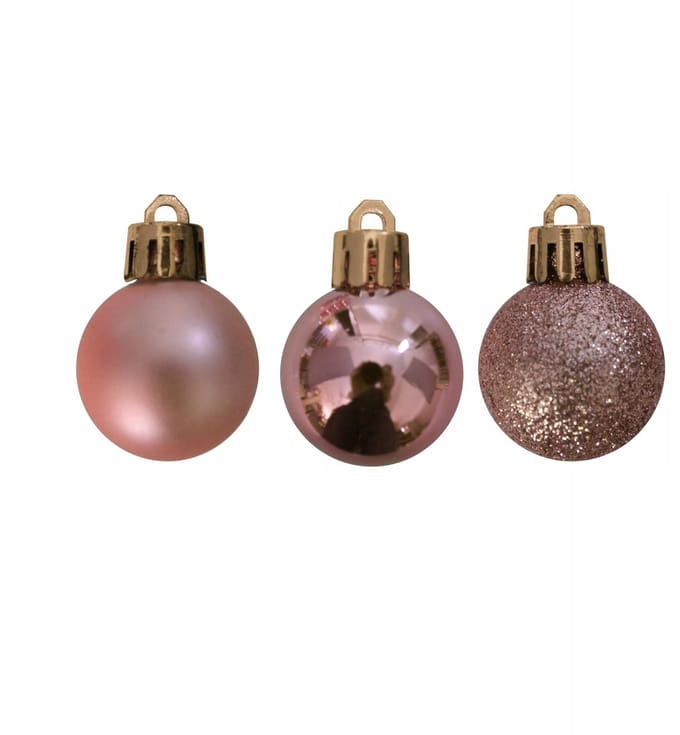 Onbreekbare kerstballen 3 cm - 12 stuks - Oudroze