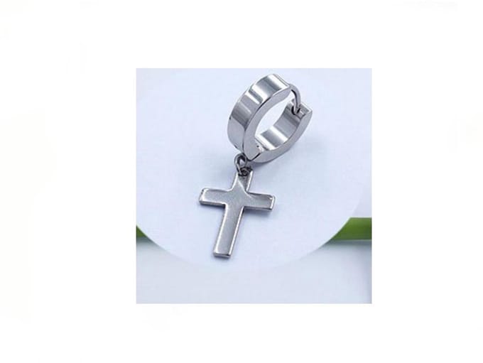 Oorring met kruis 4984 staal unisex