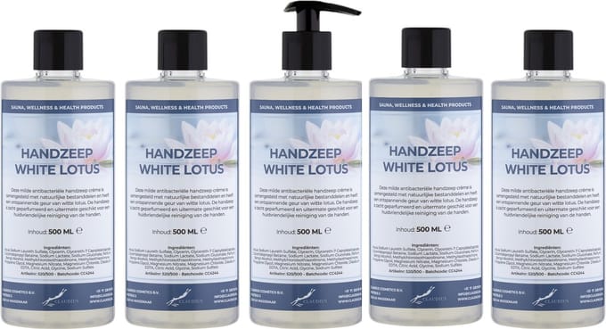Handzeep White Lotus 500 ml - met gratis pompje - set van 5 stuks