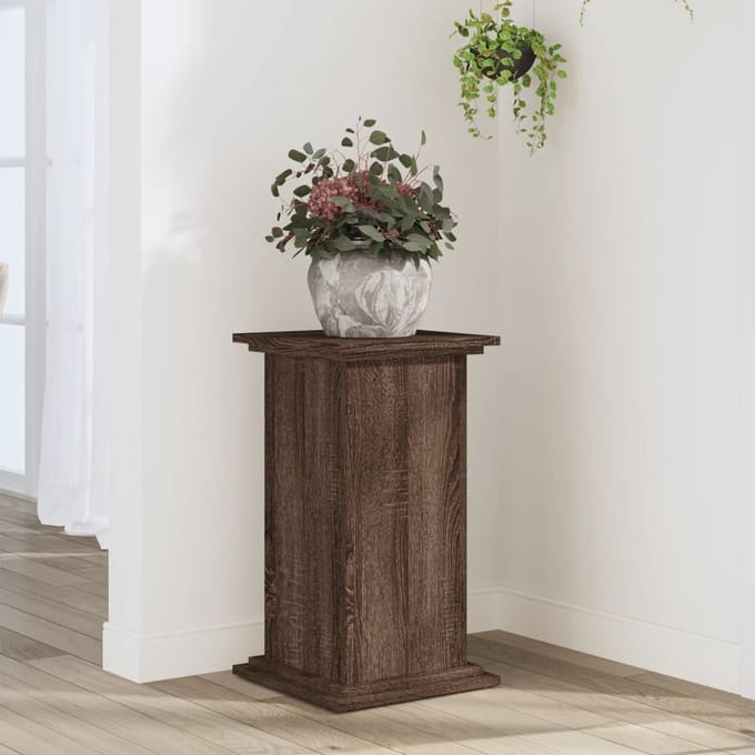 vidaXL - Plantenstandaard - 33x33x60 - cm - bewerkt - hout - bruin - eikenkleurig