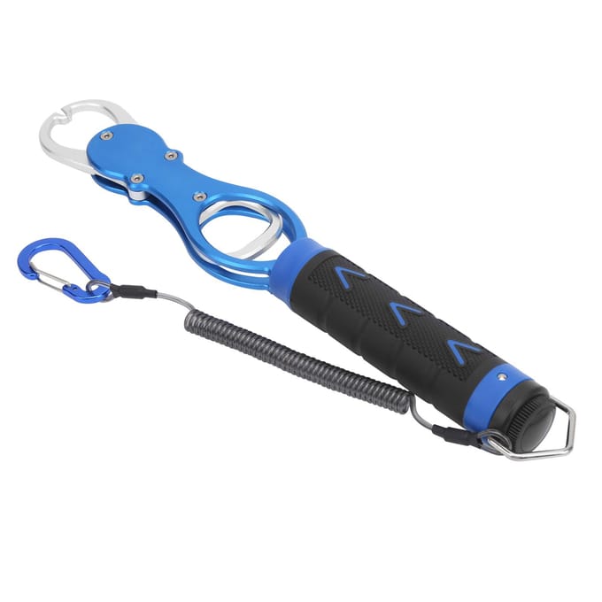 Aluminiumlegering Viscontroller met Weegschaal Draagbaar Wegen Vissen Lip Grip Tool Blauw blauw