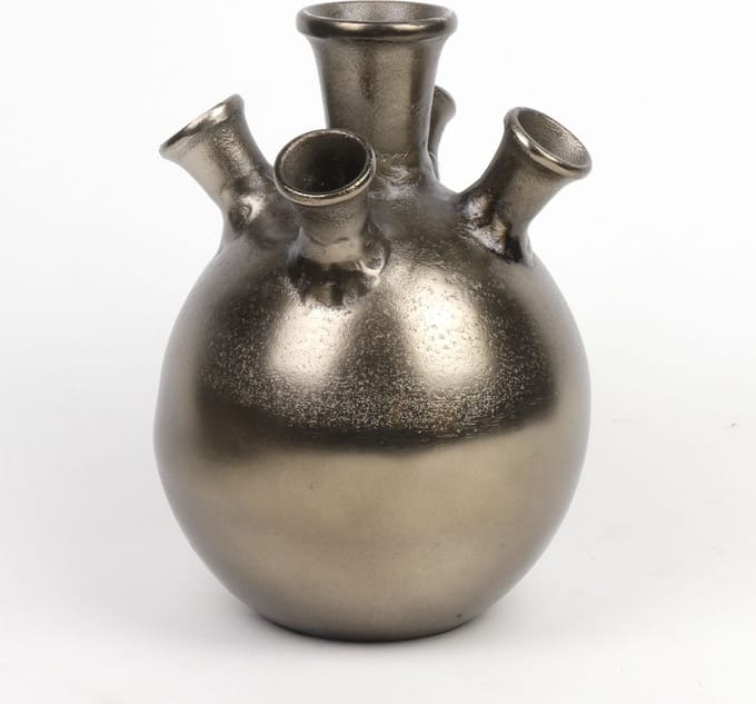 Vaas-tulpenvaas aluminium Antiek Nikkel 28cm