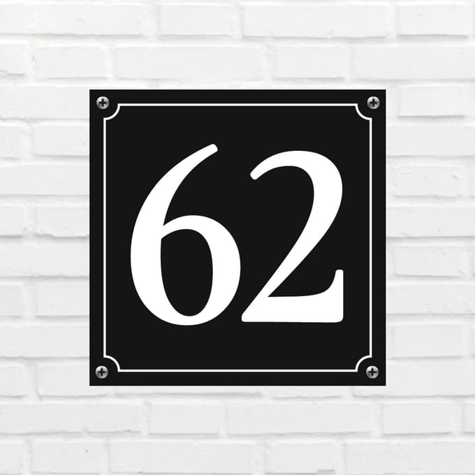 Huisnummerbord Mat zwart Deluxe - Nummer 62 - incl. bevestiging