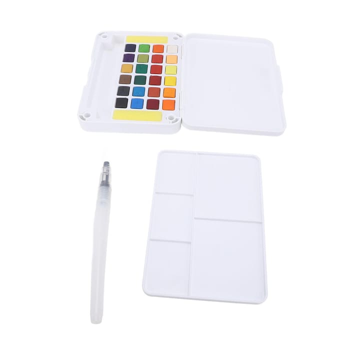 Waterverf Set 24 Kleuren Sneldrogend Afneembaar Draagbaar Reis Waterverf Kunst Kit white