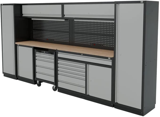 Modulair werkplaatssysteem 13-delig, zwart, grijs